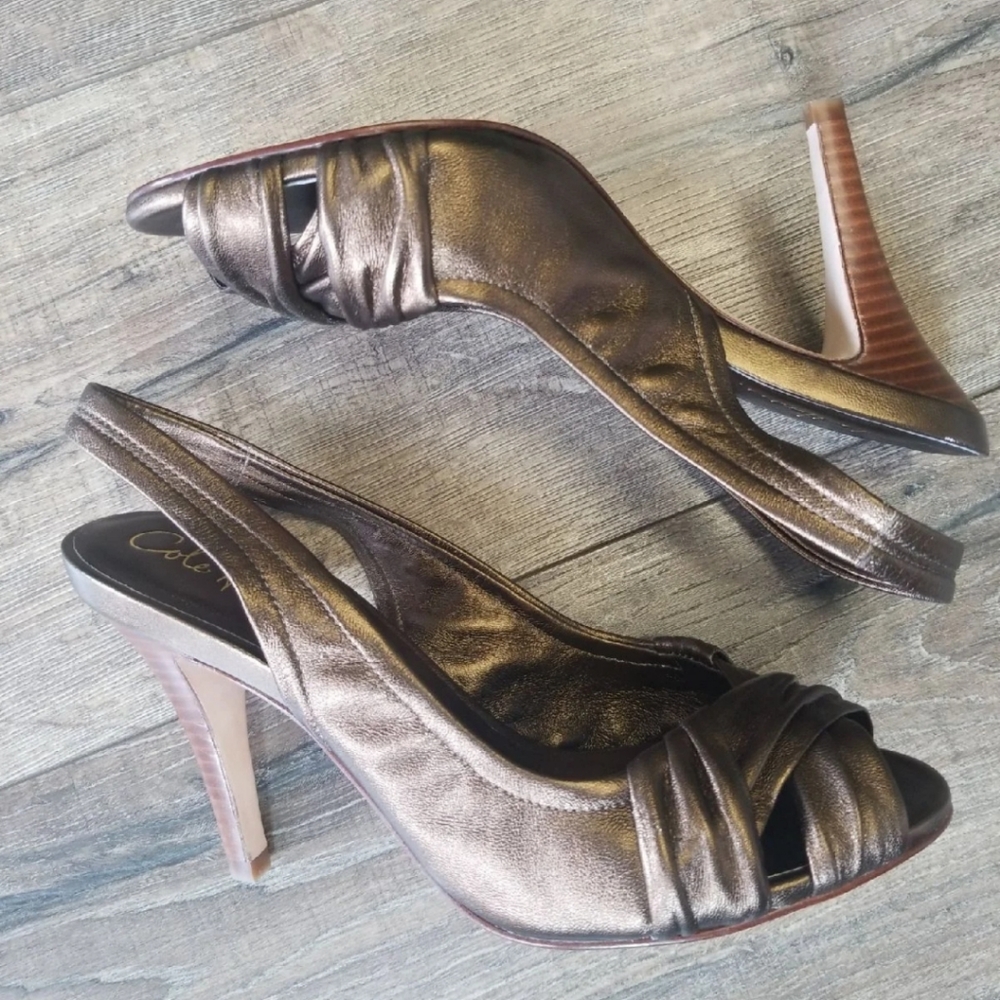 Cole Haan bronze metallic leather heels NWOT